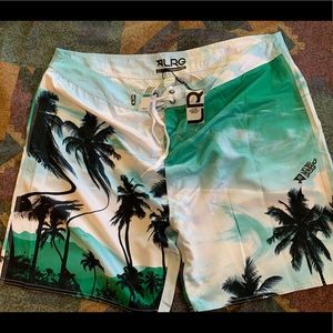 LIFTED RESEARCH GROUP LRG SHORTS. BLUE & GREEN TROPICAL BEACH PRINT SIZE 46 BNWT